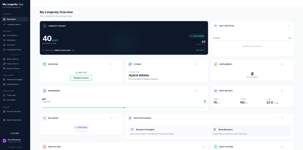 Longevity - Command Center Feature in MyLongevityApp