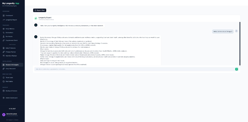 Longevity - AI Longevity Coach Feature in MyLongevityApp