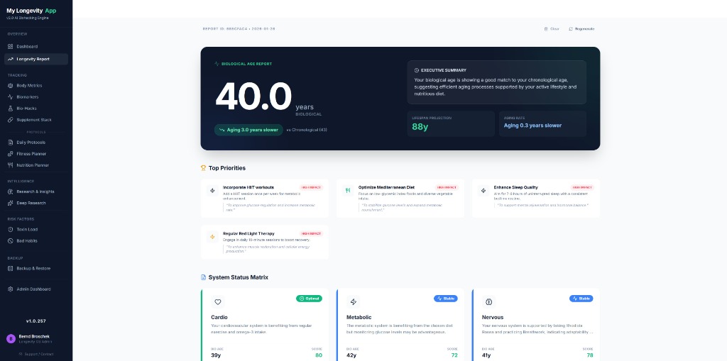 Longevity - Aging Assessment Feature in MyLongevityApp
