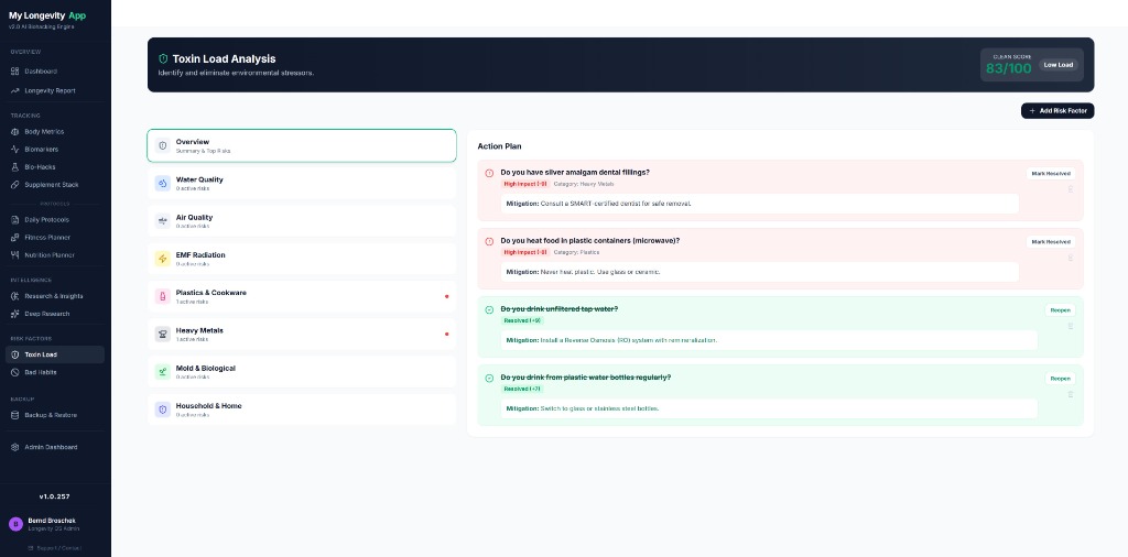 Longevity - Risk Radar Feature in MyLongevityApp